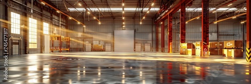 Interior of an industrial manufacturing warehouse and garage