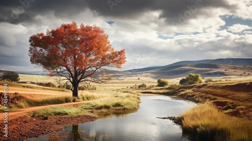 Autumn and winter landscape in Midlands meander South Africa