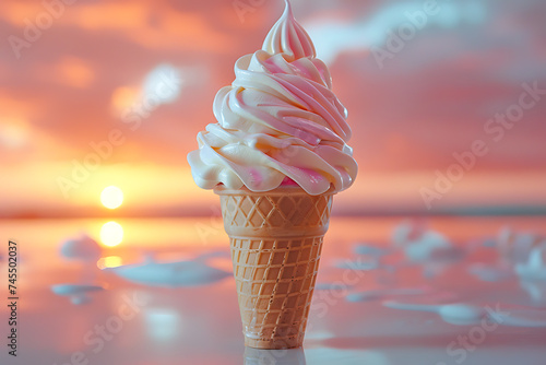 ice cream cone on a beautiful background 