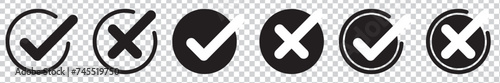 check mark icon button set. check box icon with right and wrong buttons and yes or no checkmark icons . vector illustration 
