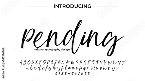 Pending Font Stylish brush painted an uppercase vector letters, alphabet, typeface