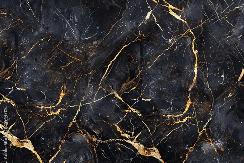 Luxurious black marble texture Abstract elegance background with golden veins