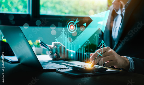 Financial and economic business goals, stocks, bonds analysis, planning, strategies, financial institutions, investment involve managing money and assets. technical analysis strategy, long term