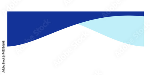 Separators shape for website. Curve Lines, Wave divider for Top or Bottom Page. Frame of header with two blue colors