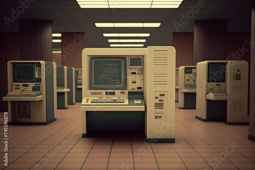 Vintage Mainframe Computers in Retro Data Center