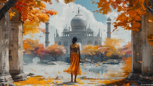 The message "Eid Mubarak" radiates against a backdrop infused with hues of mustard, orange, and bright white, capturing the festive spirit with unrivaled clarity