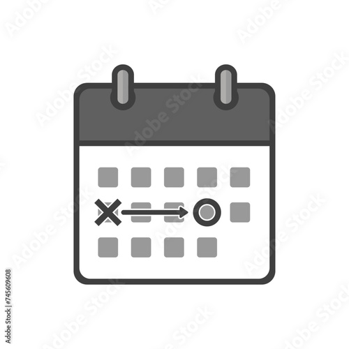 マーキングされたカレンダーのアイコン - 予定変更･日程調整･延期のイメージ素材 