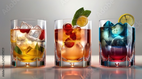 Summer cocktails on a transparent background. Generative AI