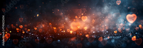 Glowing Hearts - Romantic and Magical Love Concept red heart on blurry background, bokeh, bokeh background, romantic, Valentine's day, depth of field, heart-shaped background 