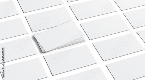Business cards in a diagonal mockup, PNG transparency with shadow