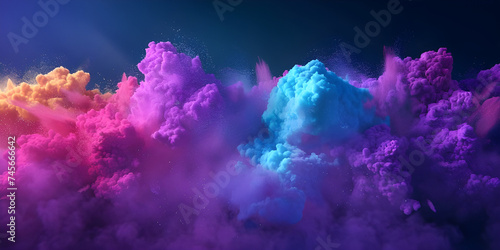 People celebrating the Holi festival with colors, powder, Color in hand, bowls of colors - Ai Generated