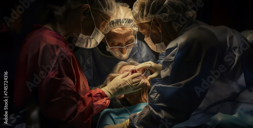 a shot of a patient undergoing a medical procedure, with focus on the hands of skilled healthcare professionals providing attentive care