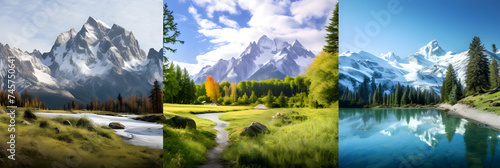 Stunning HD Panorama of Majestic Snow-capped Alpine Mountain Range Tranquil Wilderness