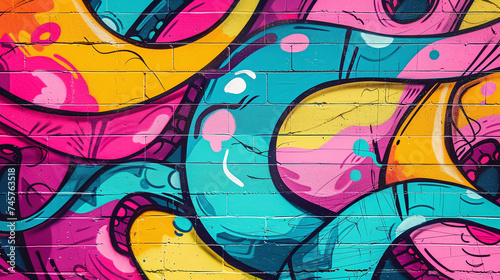 Vibrant Urban Street Art Full of Color Abstract Graffiti Background Texture