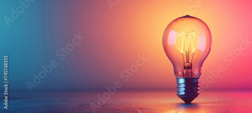 Light bulb on colorful background. Think differently, creative idea concept. Banner for business idea.