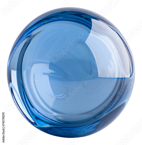 A blue glass ball isolated on a white background.