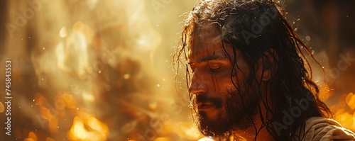 A spiritual presence emanating from Jesus as he prays