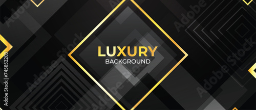 Luxury black and gold background. Abstract polygonal pattern luxury dark with gold background