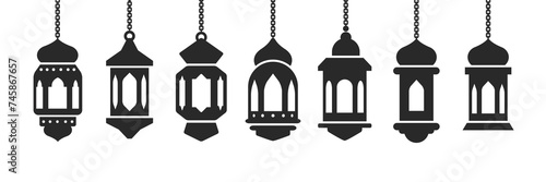lantern hanging ornament collection silhouette design vector graphic