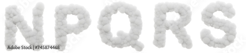 Structured Shapes: Group consonants (N, P, Q, R, S) bring sense of structure and form to the fluffy cotton clouds. Imagine 3D letters with crisp edges and defined shapes, contrasting the softness