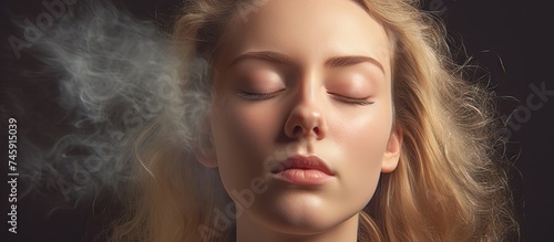 Dissatisfied Woman Closing Nose Due to Unpleasant Smell