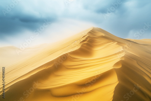 sand dunes shifting shape in a desert storms wind