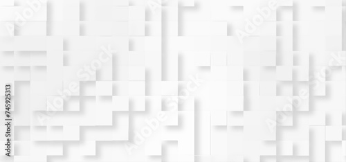 abstract white backdrop with grey squares, Digital gray and white 3d geometric background with squares or block pattern, Geometric abstract white scaled cube boxes block background. 