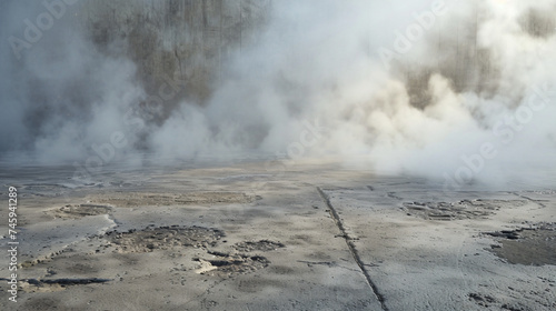 Concrete floor and smoke background.