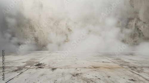 Concrete floor and smoke background.