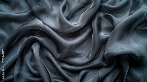 Dark grey polyester nylon fabric, background, and texture up close in this top view.