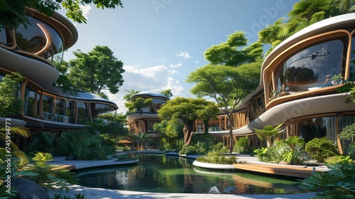 Écologie Urbaine : La Maison du Futur dans un Oasis Végétal, ia générative