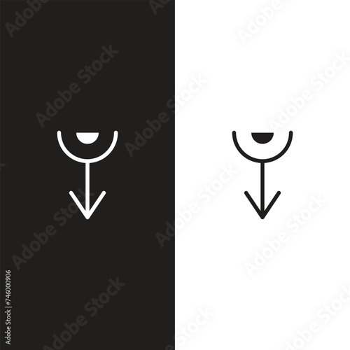 sign for male and female, black and white image isolated on white background