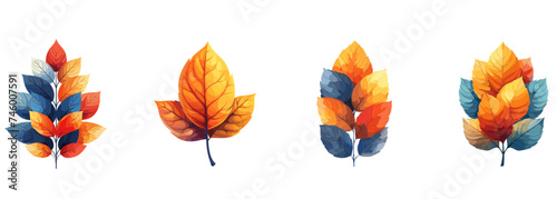 Autumn leaf collection, fall season, nature clipart vector illustration set