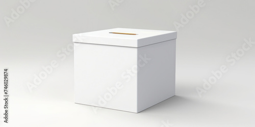 White ballot box on a white background. The concept of democracy and the electoral process.