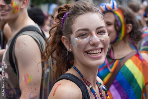 LGBTQ Pride pride rally. Rainbow duality colorful assembly diversity Flag. Gradient motley colored lgbtq+ symbols LGBT rightsparade tactful pride community