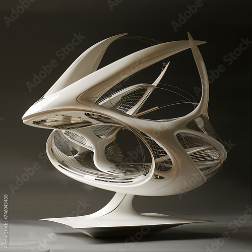 Develop an abstract 3D sculpture that explores