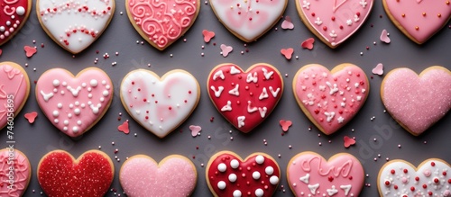 A Selection of Heart-shaped Cookies Perfect for Valentine's Day Celebration on a Festive Table