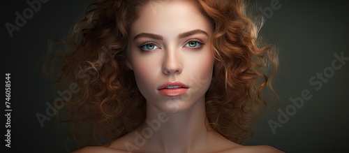 Mesmerizing Beauty: Portrait of a Woman with Fiery Red Hair and Piercing Blue Eyes