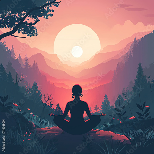 Illustration supporting awareness of health meditation
