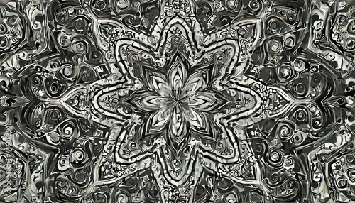 Illustration du motif abstrait floral noir harmonieux
