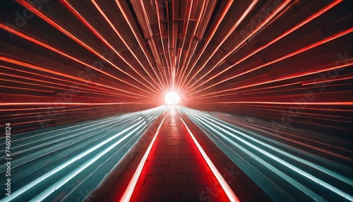 Lumière rouge radiale à travers le tunnel qui brille dans l'obscurité pour les modèles impri.jpg, Firefly Lumière rouge radiale à travers le tunnel qui brille dans l'obscurité 