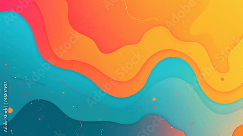 Abstrakcyjne tło - kontrastujące fale z cieniem i światłem o nieregularnym kształcie - pomarańczowy i morski kolor