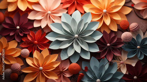 Abstrakcyjne pastelowe tło - kwiaty 3d, tekstura, wzór do projektu baneru. Sztuka nowoczesna origami. 