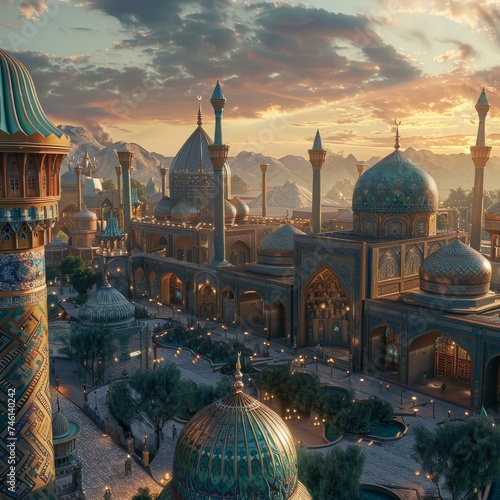 Glory of the Persian Empire Depict the grandeur of the Persian Empire at its zenith focusing on architectural marvels and vibrant bazaars with detailed cinematic color grading