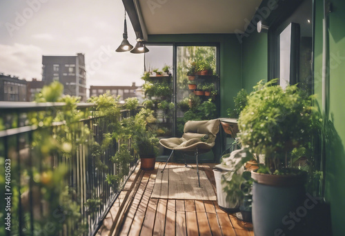 Balcony garden privacy pleasure and relaxation in a green environment With technology