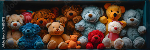 Pile of teddy bears multicoloured background toys , Pile of cute plush teddy bears Illustration