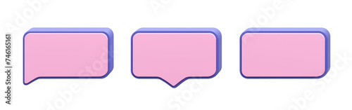 Cute symbol pink 3D text box or speech bubble. Bubble, Chat, Message or email for connection online network. 3D Illustration.