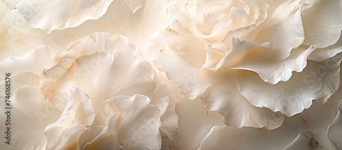 A detailed view of a sizable white flower showcasing its elegant petals in alabaster tones.