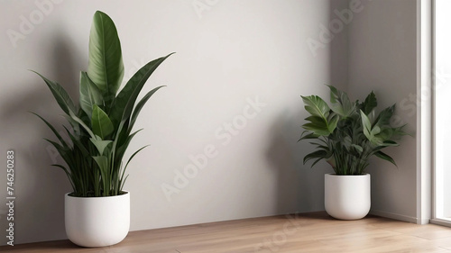 mockup with plants on a floor.
