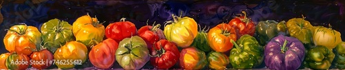 Heirloom tomatoes and bell peppers rainbow of garden freshness